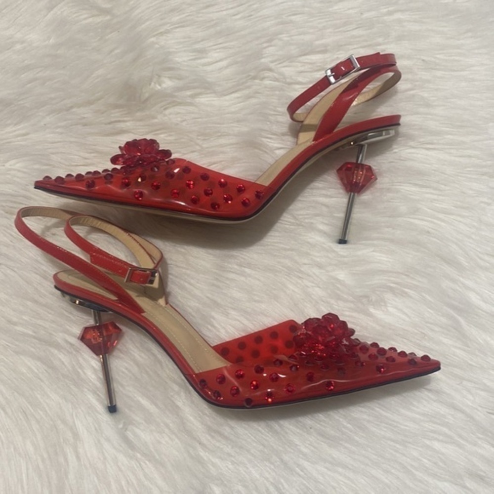 New Mach‎ & Mach crystal embellished clear ankle strap pump size 40EU - Picture 5 of 15